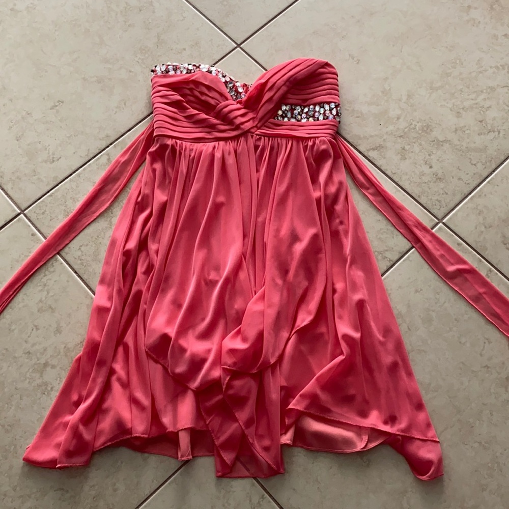 WOMANS CORAL COCKTAIL WEDDING DRESS